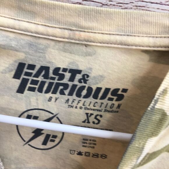AFFLICTION FAST & FURIOUS GRAPHIC T-SHIRT IN CAMO PRINT - Picture 4 of 6